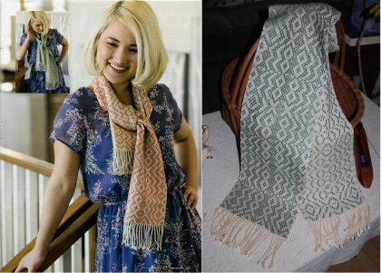 Kit - Weaving - "Diamond Echoes" Tied Overshot Scarves by Judy Stewart: click to enlarge