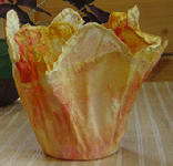 vessel made with silk hankies and gloss varnish