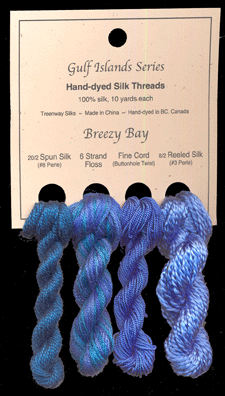 Breezy Bay (L to R): Dragonfly #18, Morning Glory, Lapis Lazuli #6, Bachelor's Button #7