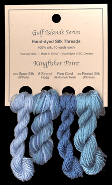 Kingfisher (L to R): Ice Poppy #8, Glacier Lake, Danish Blue #206, Glacier #214
