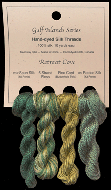 Retreat Cove (L to R): Triumph #211, Spring Green, Tequila Sunrise #951, 100 Acre Wood #212