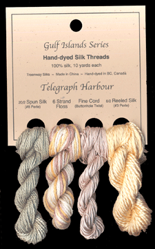 Telegraph Harbour (L to R): Eucalyptus #215, Antique Silk, Sand Dune #9517, Narcissus #38