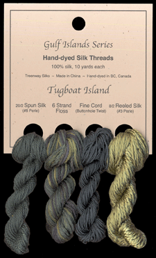 Tugboat Island (L to R): Tasmanian Myrtle #39, Mangrove, Black Forest #208, Pheasant Green #952