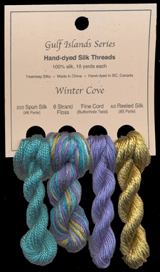 Winter Cove (L to R): Malachite #10, St. Thomas, Periwinkle #956, Tequila Sunrise #951