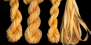montano series fine cord silk thread, 8/2 silk thread, 6 strand silk floss and 3.5mm silk ribbon in daffodil montano series fine cord silk thread, 8/2 silk thread, 6 strand silk floss and 3.5mm silk ribbon in daffodil