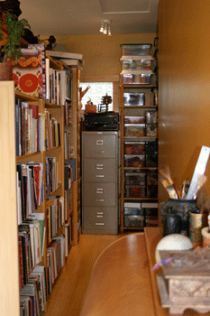 Storage behind the partial wall
