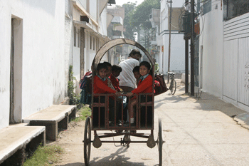 Children in school uniforms