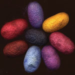 hand-dyed silk cocoons
