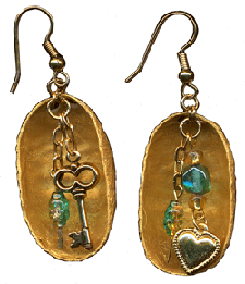 Key to your Heart - earrings made with silk cocoons by Teri Shaw