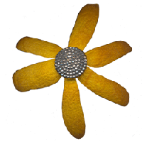 Flower made with silk cocoon and button