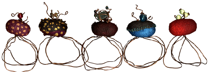 Napkin rings made with silk cocoons by Trish Murrary