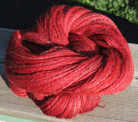 Hand spun yarn in a blend of merino, alpaca and silk