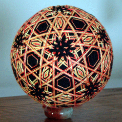 Temari ball using silk threads by Louise O'Donnell.