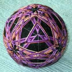 Temari ball using silk threads by Louise O'Donnell.