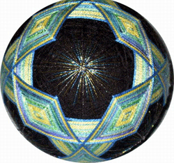 Temari ball using silk threads by Louise O'Donnell.