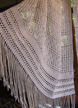 Silk Shawl with Huck Lace border by Abra Palumbo