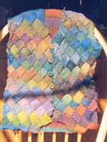 sprinkle dyed wool handspun and knit in entrelac