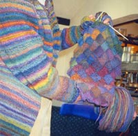 sprinkle dyed wool handspun and handknit