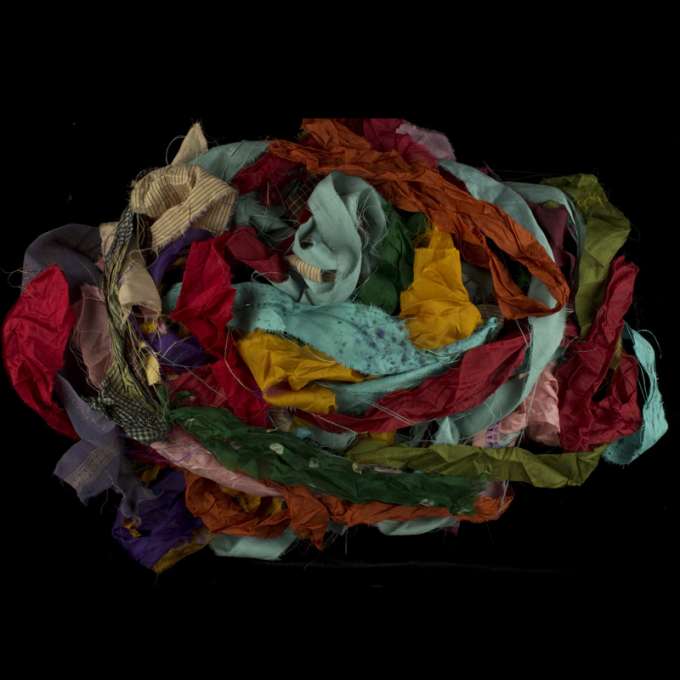 Recycled Sari Silk Ribbon Multicolor - Eye Lash, Sari Silk Ribbon Yarn