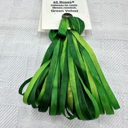 65 Roses® 'Green Velvet' - 3.5mm Silk Ribbon: click to enlarge