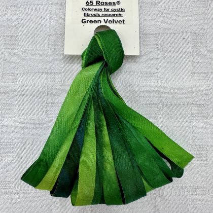 65 Roses® 'Green Velvet' - 7mm Silk Ribbon: click to enlarge