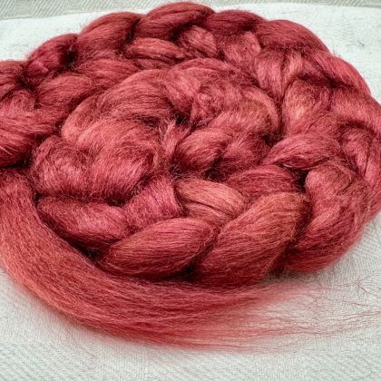  Limited Edition 'Raspberry Truffle' - Hand-dyed Tussah Combed Top/Sliver   25g: click to enlarge