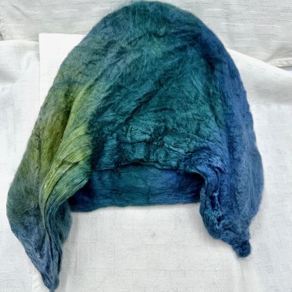 Hand-dyed Bombyx Silk Caps - 'Blue Lagoon': click to enlarge