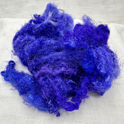 Hand-dyed Degummed Throwsters Silk - 'Purple Rain': click to enlarge