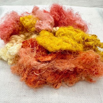 Hand-dyed Degummed Throwsters Silk - 'Summer Sunrise': click to enlarge