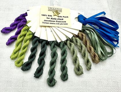 Thread & Ribbon Pack - Kelly Clark "Jacobean Peacock": click to enlarge