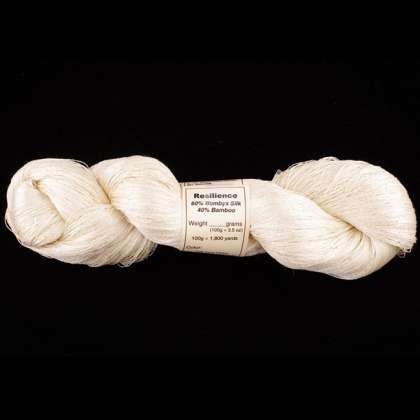 Resilience - Silk-Blend Yarn (60% Bombyx Silk & 40% retted Bamboo), 60/2X2, lace/thread weight: click to enlarge