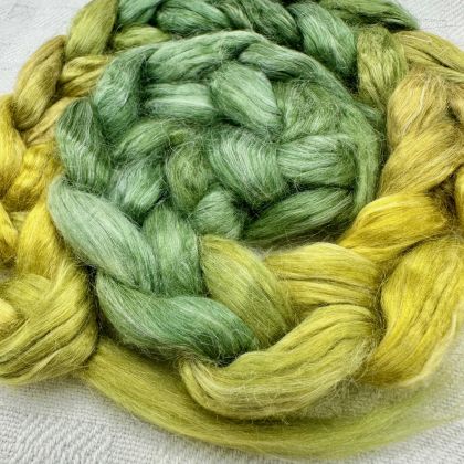 Silk/Retted Bamboo Combed Top/Sliver in Salt Spring Island Limited Edition colorway - 'Forest Ridge' 25g: click to enlarge