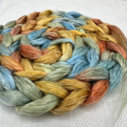 Silk/Retted Bamboo Combed Top/Sliver in Salt Spring Island Limited Edition colorway - 'Rainbow Trout'  25g: click to enlarge