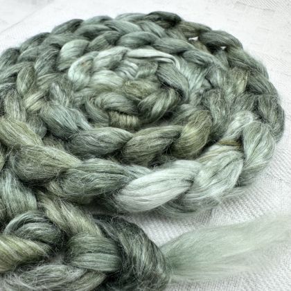 Silk/Retted Bamboo Combed Top/Sliver in Salt Spring Island Limited Edition colorway - 'Rosemary Sprig' 25g: click to enlarge