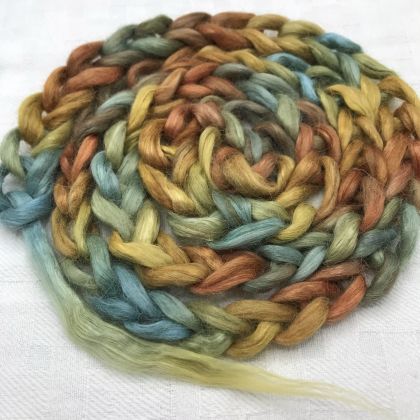 Silk/Suri Alpaca Combed Top/Sliver in Salt Spring Island Limited Edition color 'Rainbow Trout' - 25g: click to enlarge