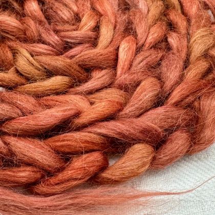 Silk/Suri Alpaca Combed Top/Sliver in Salt Spring Island Limited Edition color 'Sequoias' - 25g: click to enlarge