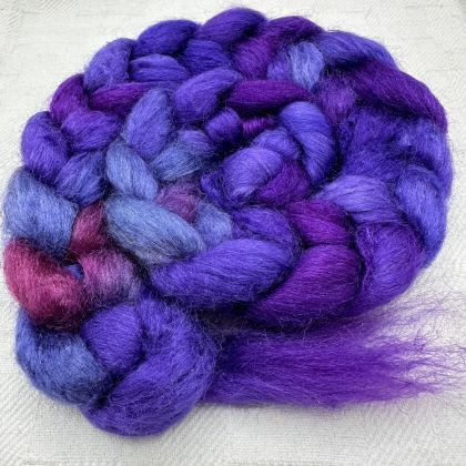 Salt Spring Island Limited Edtion 'Purple Skies' - Tussah Silk Combed Top/Sliver 25g: click to enlarge