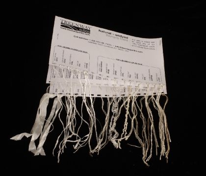 Yarn Sample Card - Natural (undyed) Silk Yarns & Ribbons: click to enlarge