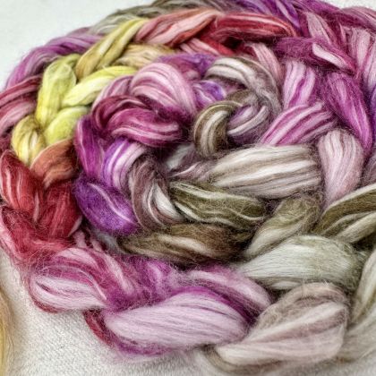 Silk/Cotton Combed Top/Sliver in Salt Spring Island Limited Edition colorway - 'Fernwood' 25g: click to enlarge