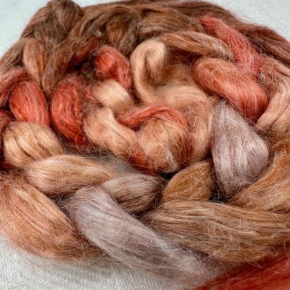 Silk/Retted Bamboo Combed Top/Sliver in Salt Spring Island Limited Edition colorway - 'Moab' 25g: click to enlarge