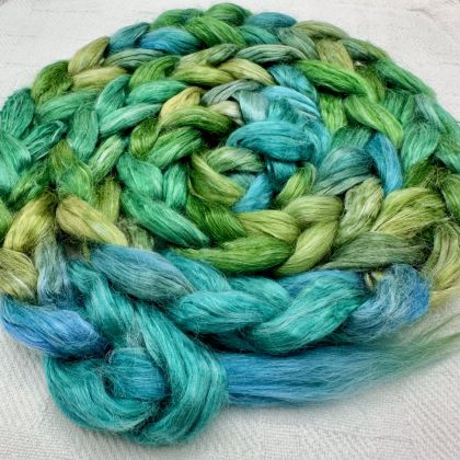 Silk/Retted Bamboo Combed Top/Sliver in Salt Spring Island Limited Edition colorway - 'Mountain Meadow'  25g: click to enlarge