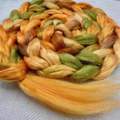 Silk/Retted Bamboo Combed Top/Sliver in Salt Spring Island Limited Edition colorway - 'Southey Point'  25g: click to enlarge