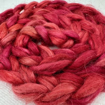 Salt Spring Island Limited Edition 'Embers' - Silk/Suri Alpaca Combed Top/Sliver 25g: click to enlarge