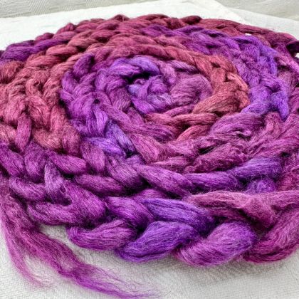 Silk/Yak Combed Top/Sliver in Salt Spring Island Limited Edition colorway - 'Smokey Garnet'; 25g: click to enlarge