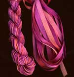 montano series fine cord silk thread and 3.5mm silk ribbon in lilly pilly