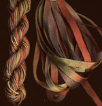 montano series fine cord silk thread and 3.5mm silk ribbon in rose leaf