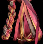 montano series fine cord silk thread and 3.5mm silk ribbon in tangiers