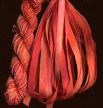 montano series fine cord silk thread and 3.5mm silk ribbon in tiger lily