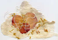 Silk Fusion made with Carded Silk Cocoon Strippings and embedded Rose Petals