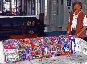 Sheila Joss with her quilt